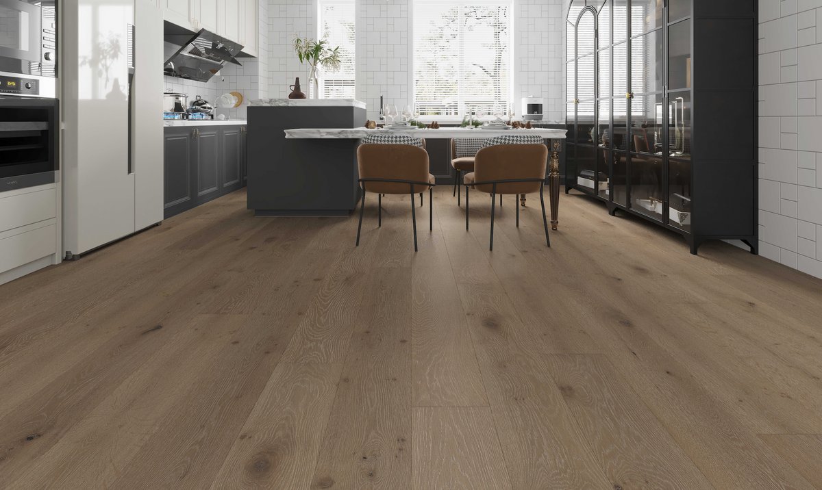 Biyork wide-plank hardwood flooring in modern kitchen