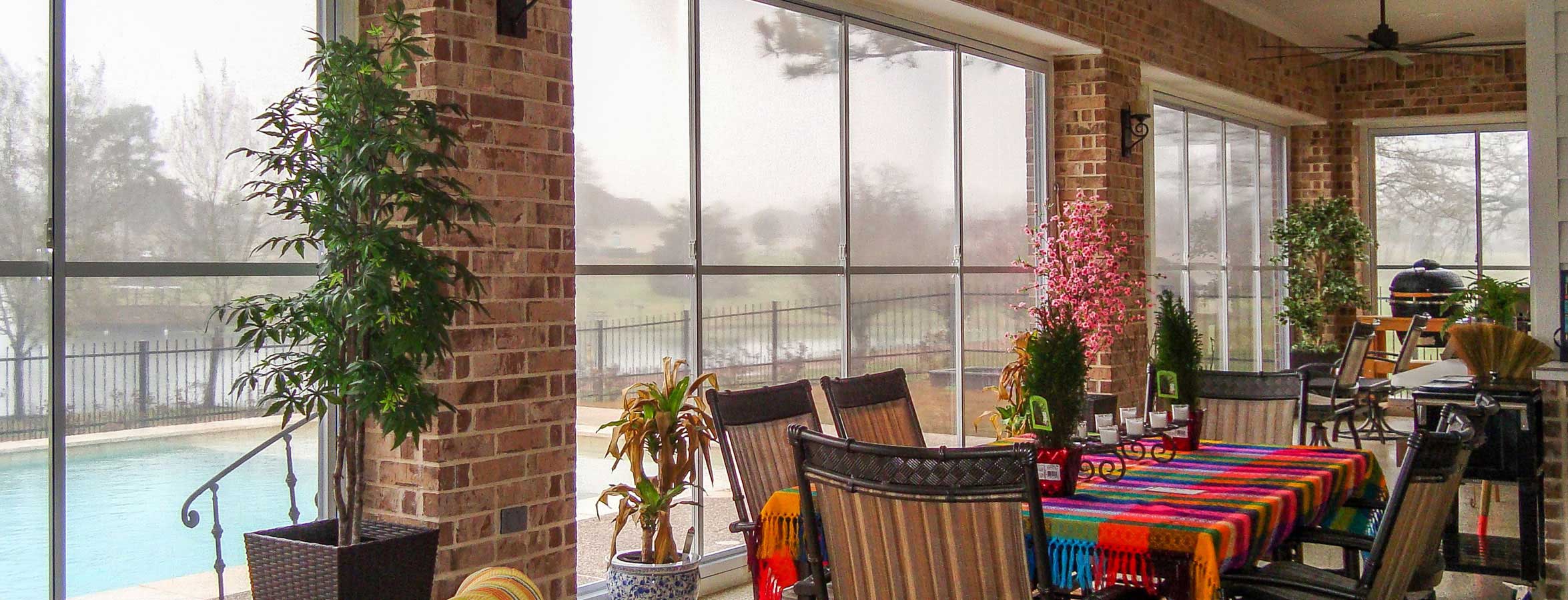 Sunspace screen room overlooking pool